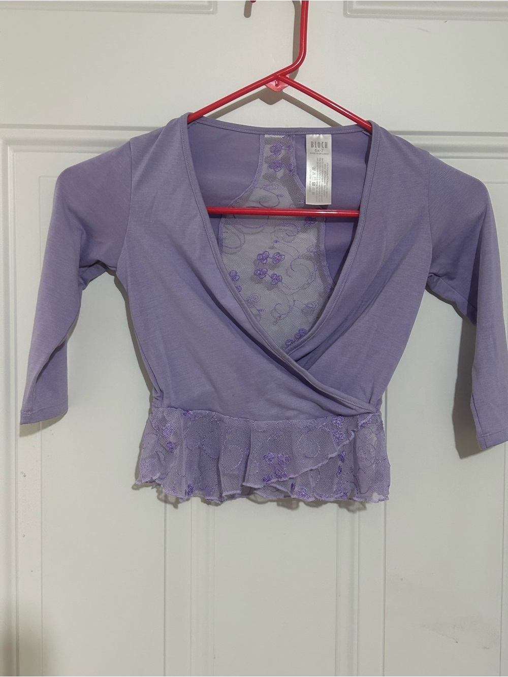 Bloch Lilac Lace-Trim Dance Top
